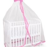 כילה למיטת / עריסת תינוק פס ורוד