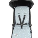 ריפודית דו-צדדית לעגלה 100% כותנה אורגנית במילוי ויסקו - כוכבים תכלת