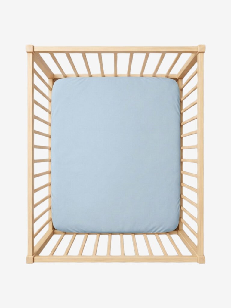 סדין ללול תינוק תכלת 100% כותנה טריקו Funny Bunny בתוך לול תינוק