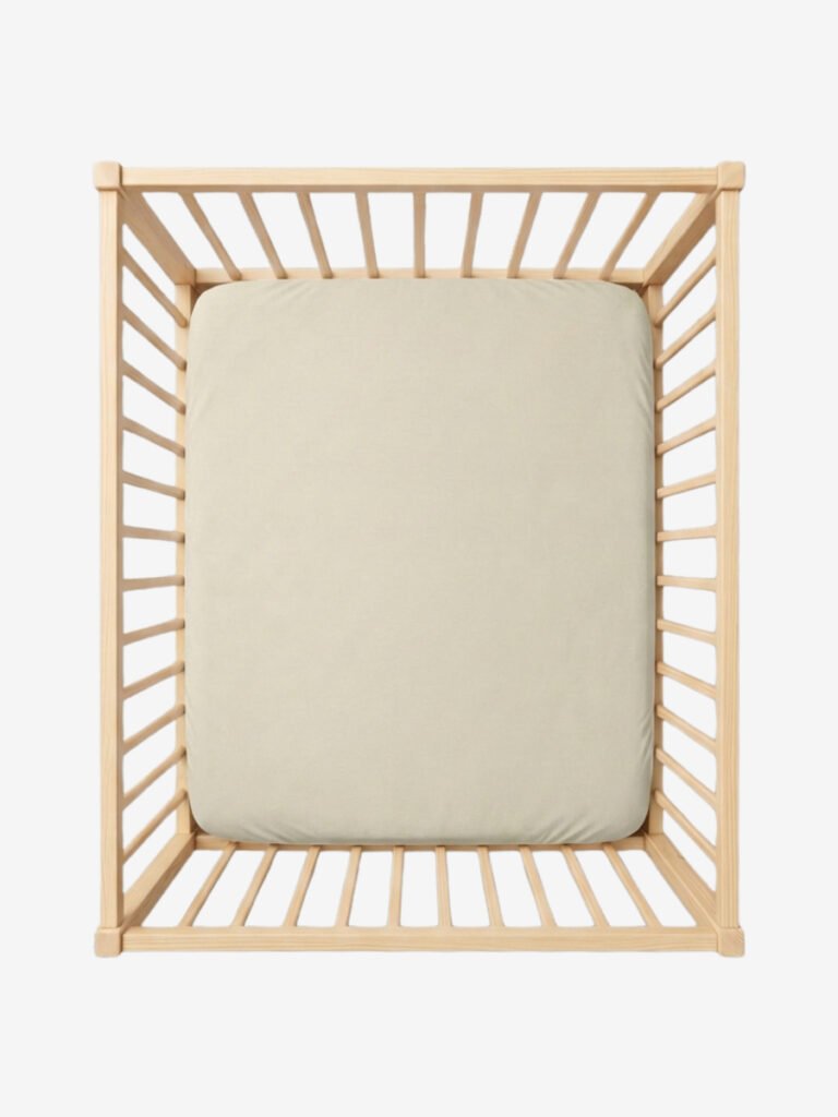 סדין ללול תינוק שמנת 100% כותנה טריקו Funny Bunny בתוך לול תינוק