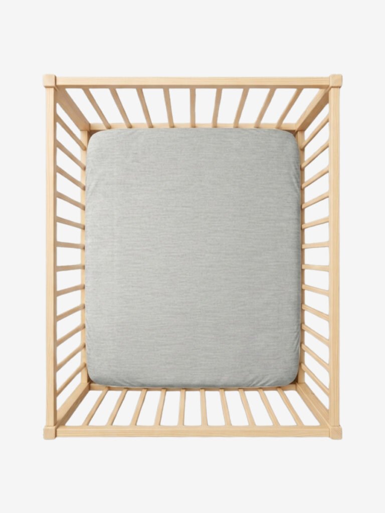 סדין ללול תינוק אפור מלנז' 100% כותנה טריקו Funny Bunny בתוך לול תינוק