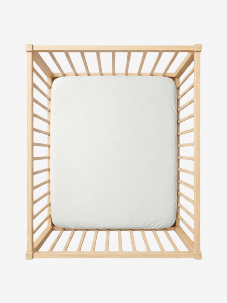 סדין ללול תינוק לבן 100% כותנה טריקו Funny Bunny בתוך לול תינוק